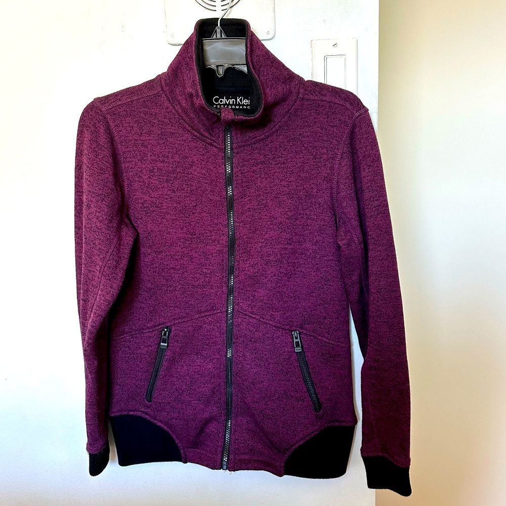 Calvin Klein Performance Heathered Purple Full Zip Jacket Quick Dry Women's XS